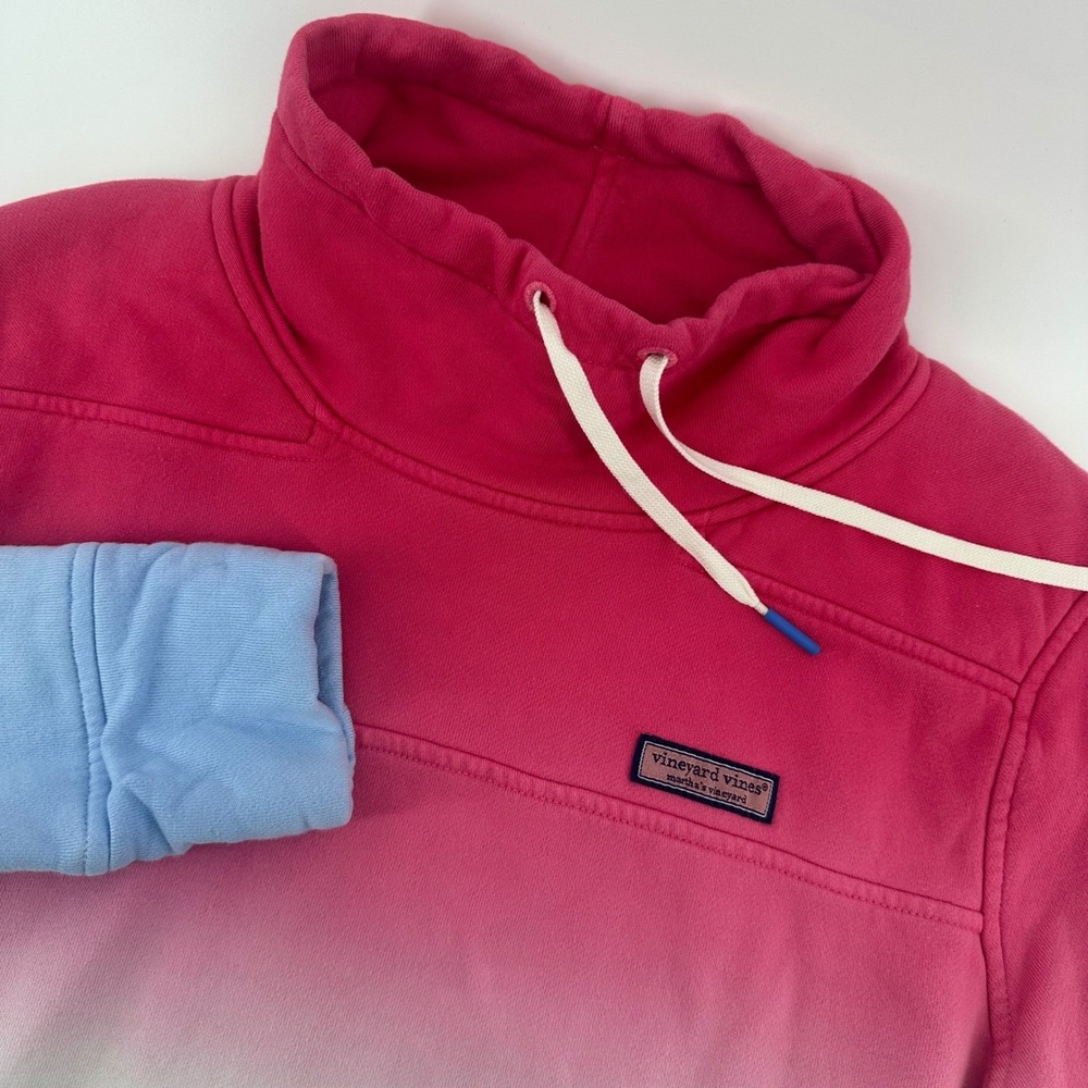 Vineyard Vines Shep Shirt Women Small Pink Blue Ombre Funnel Neck 2K002755